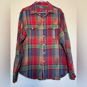 Men’s Polo Ralph Lauren Multicolor Southwestern Flannel Shirt Size XL